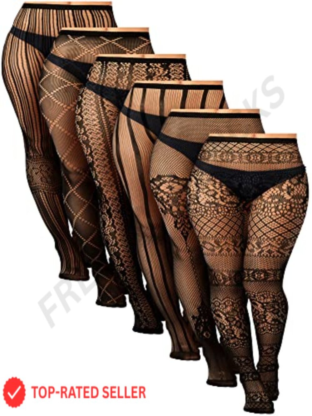 Plus Size Fishnet Thigh High Stockings Garters